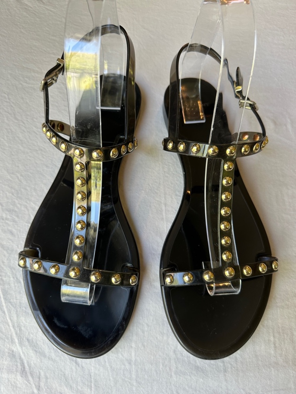 Givenchy Black Jelly Studded T-Strap Slingback Sandals